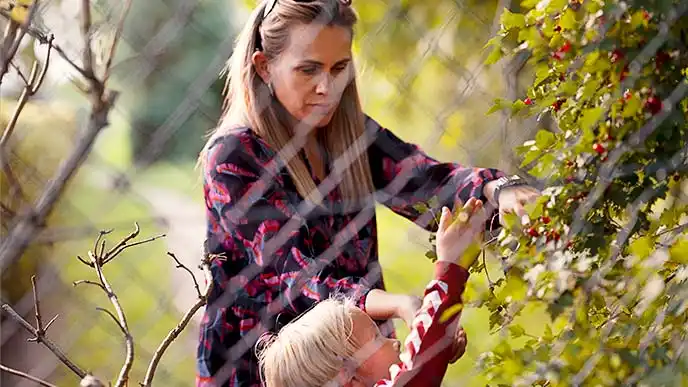 Mor, datter, bær, omsorg, nærvær, forår